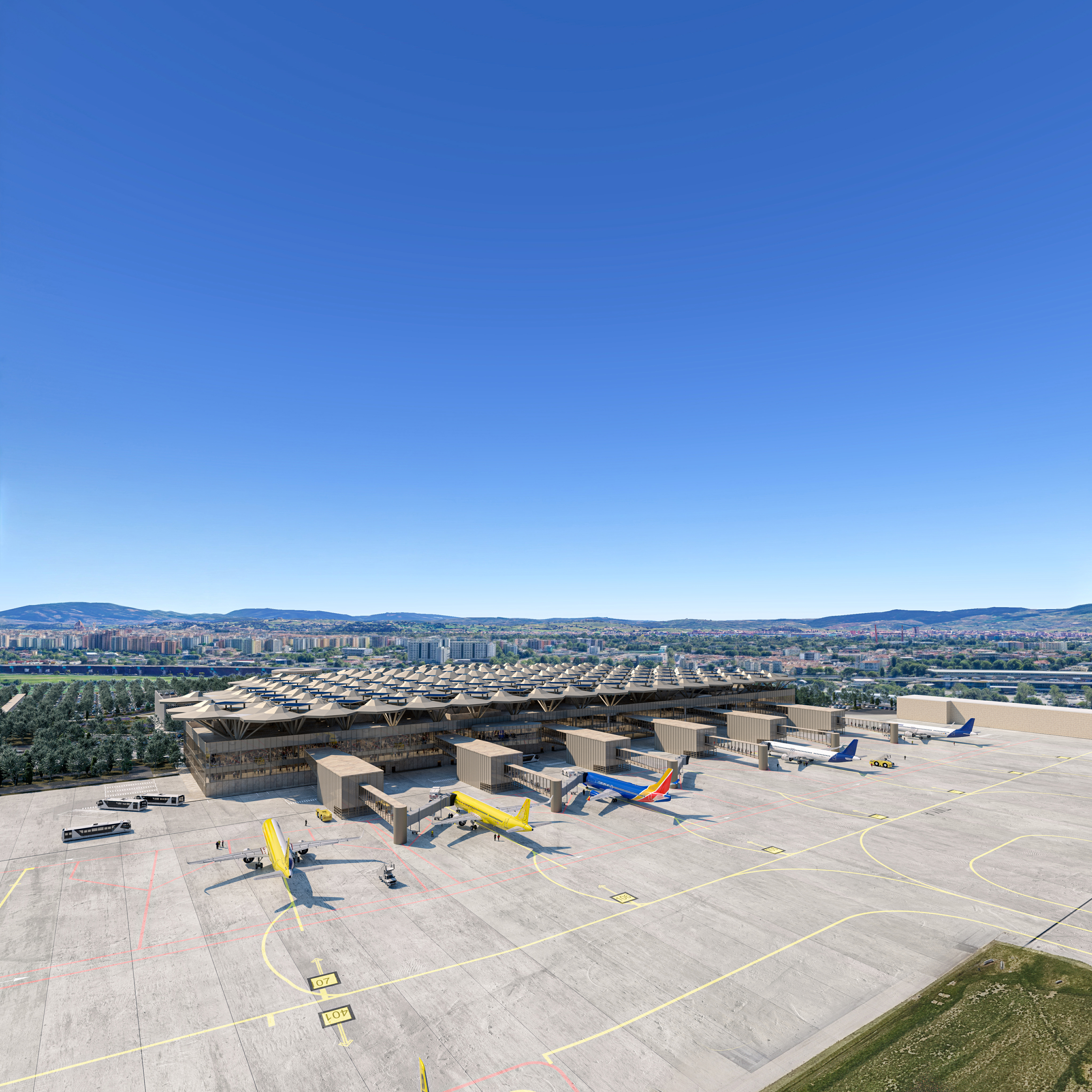 Render delle strutture operative dello scalo